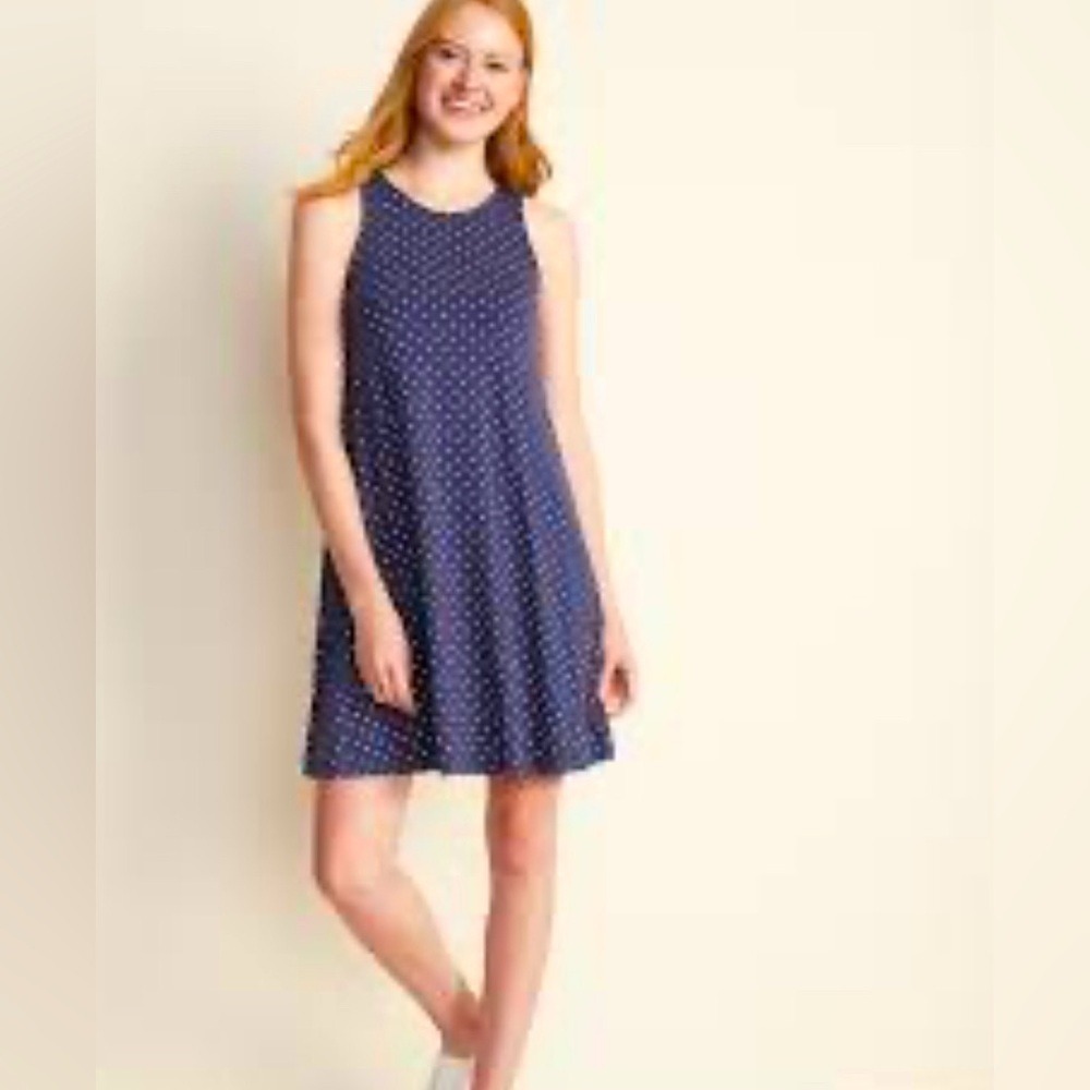 Old Navy Navy Blue Diamond Print Sleeveless Swing Mini Dress Medium Petite‎